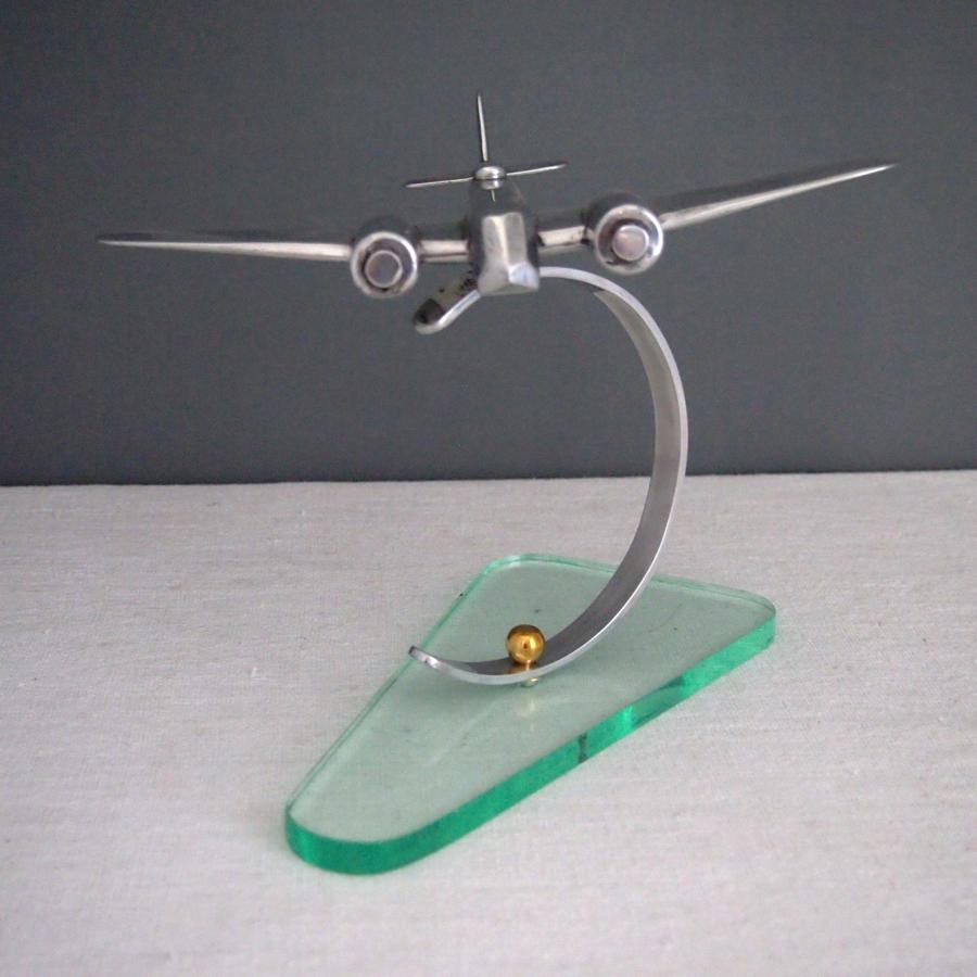 Aluminium Deco model plane c 1950