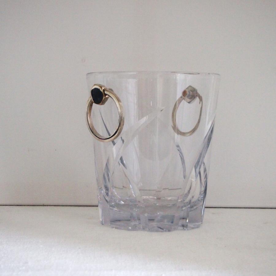 Champagne bucket cut glass & silver plated handles