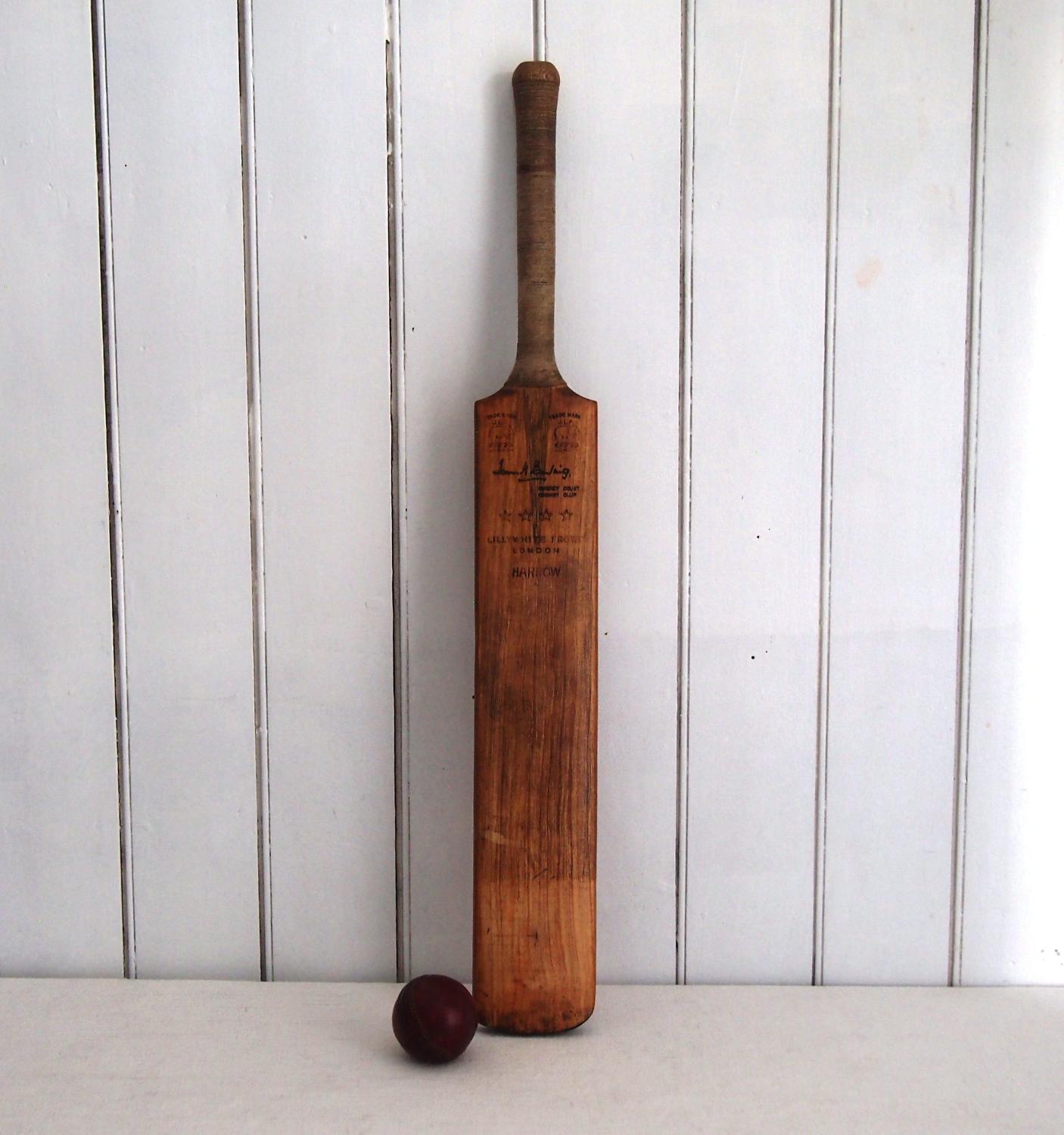 Vintage Cricket Bat Lillywhites Harrow bat C1960s