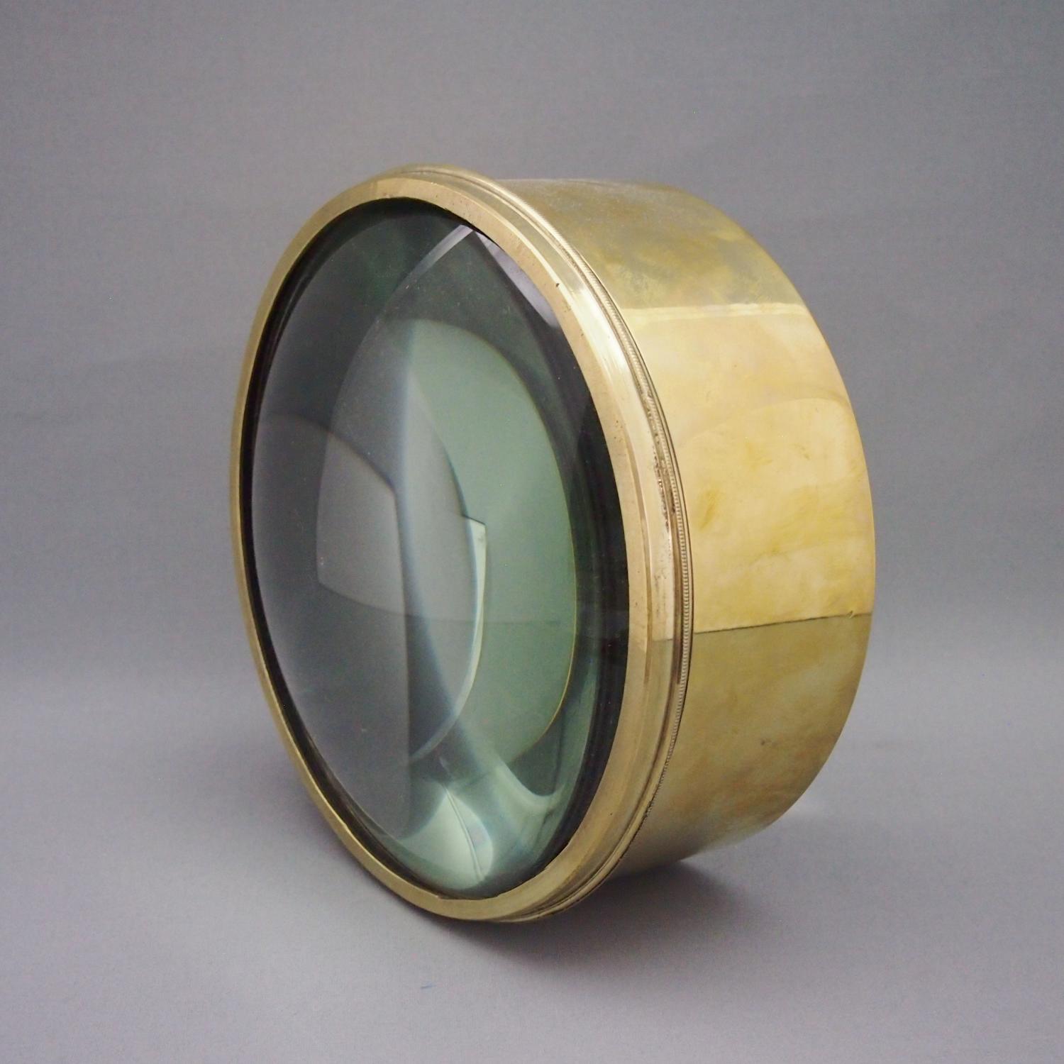 Large Brass Library Lens Magnifier Vintage C1910.