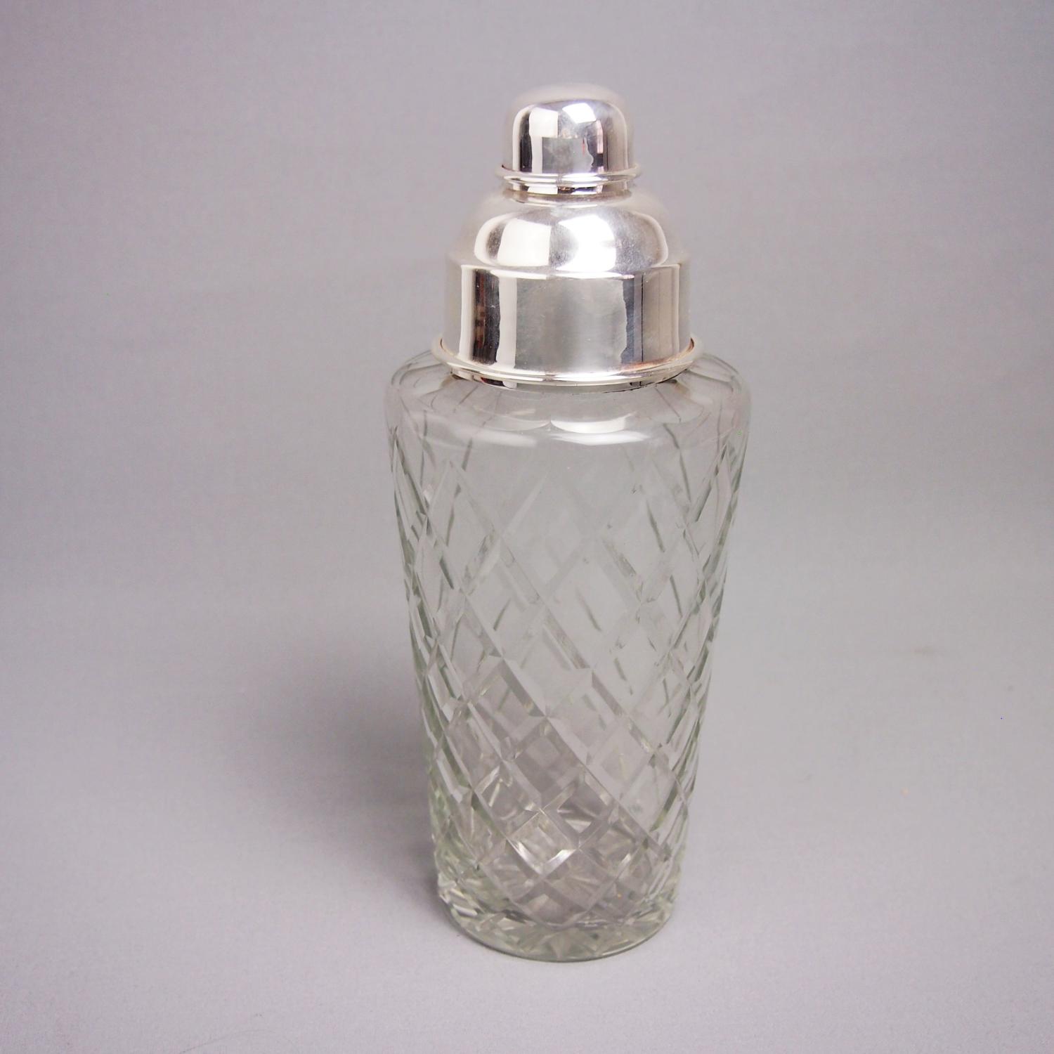 Silver Plated Glass Cocktail Shaker