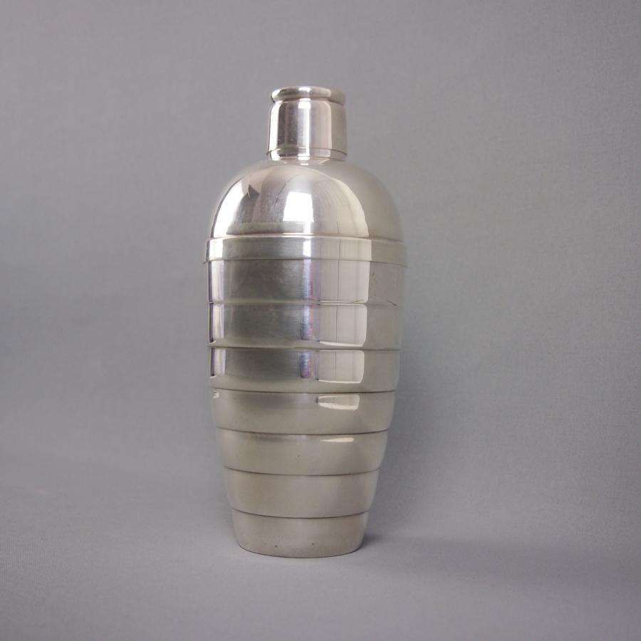 Silver Plated Ridged Vintage Cocktail Shaker C1940s