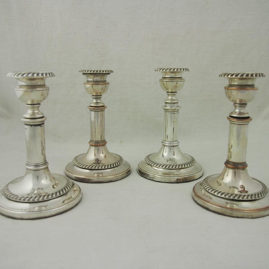 Silver Plated Victorian Set of Crested Candlesticks
