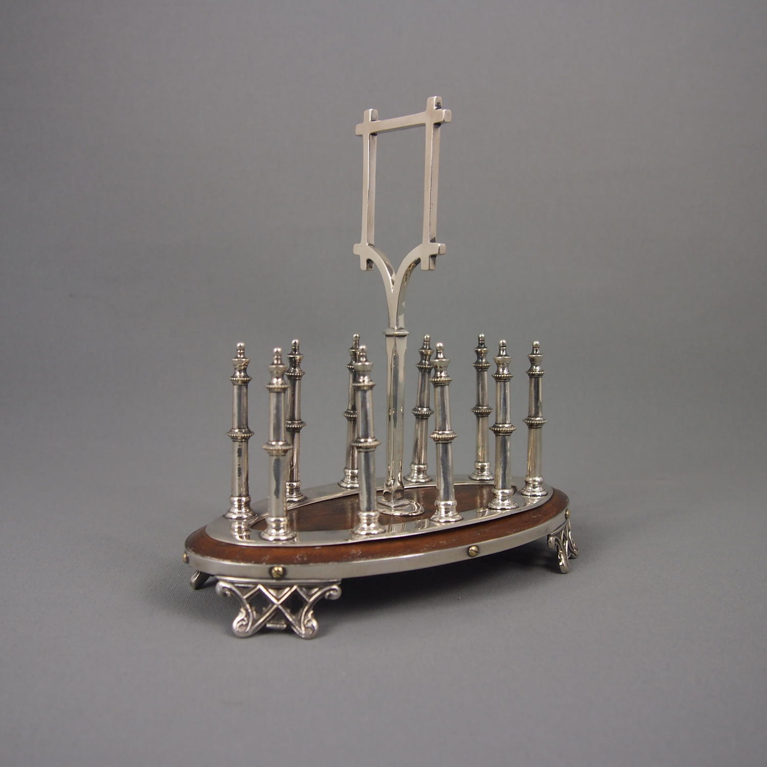 Oak & Silver Plated Gothic Victorian Toast Rack