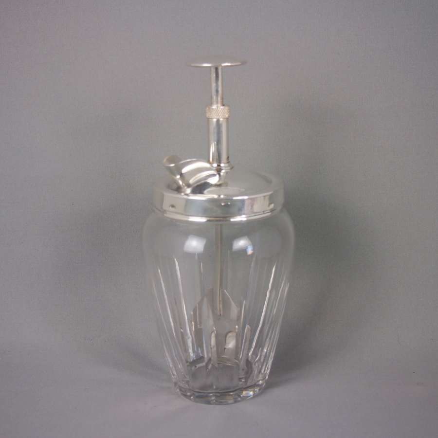 Silver Plate & Cut Glass  Vintage Cocktail Mixer . W8473