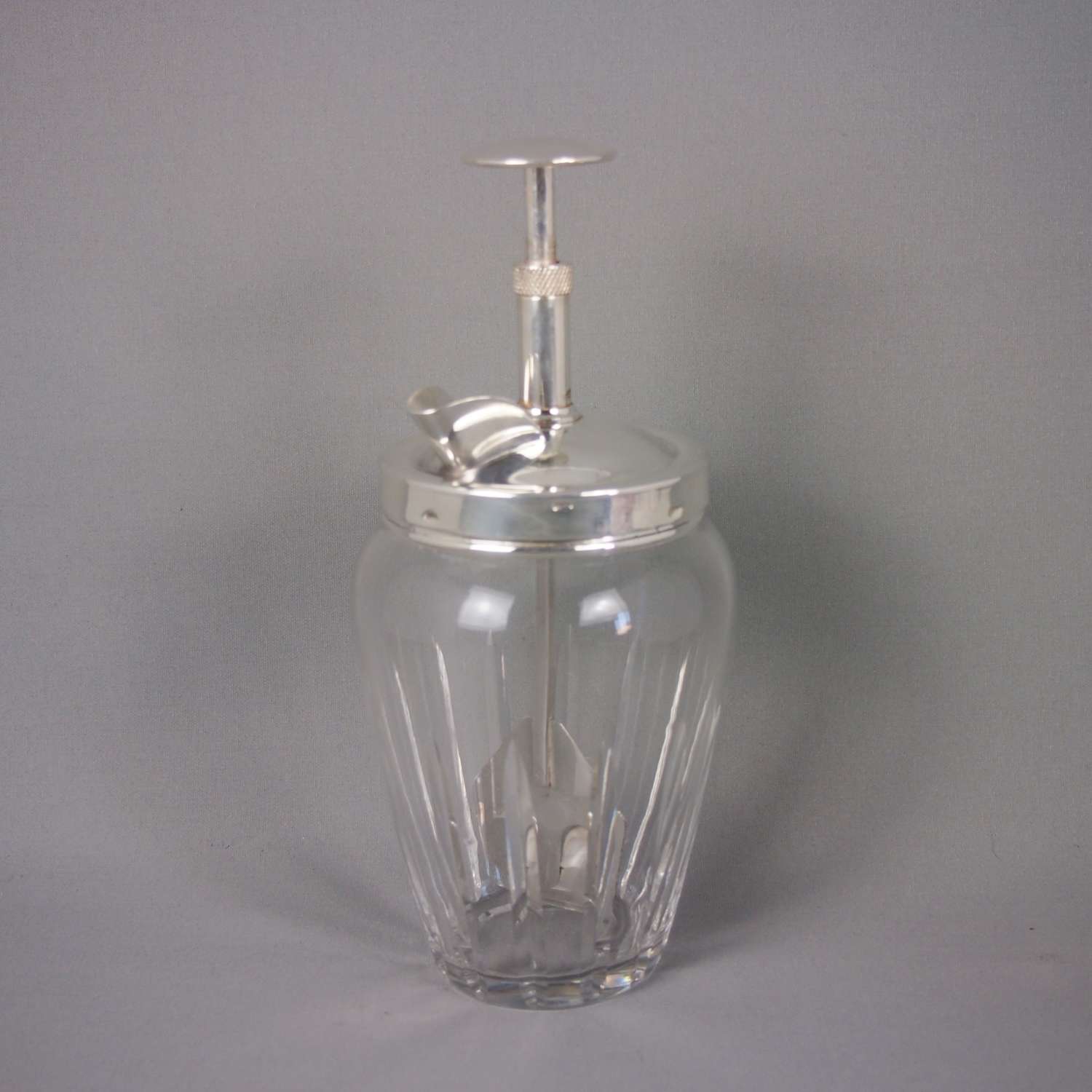 Silver Plate & Cut Glass  Vintage Cocktail Mixer . W8473