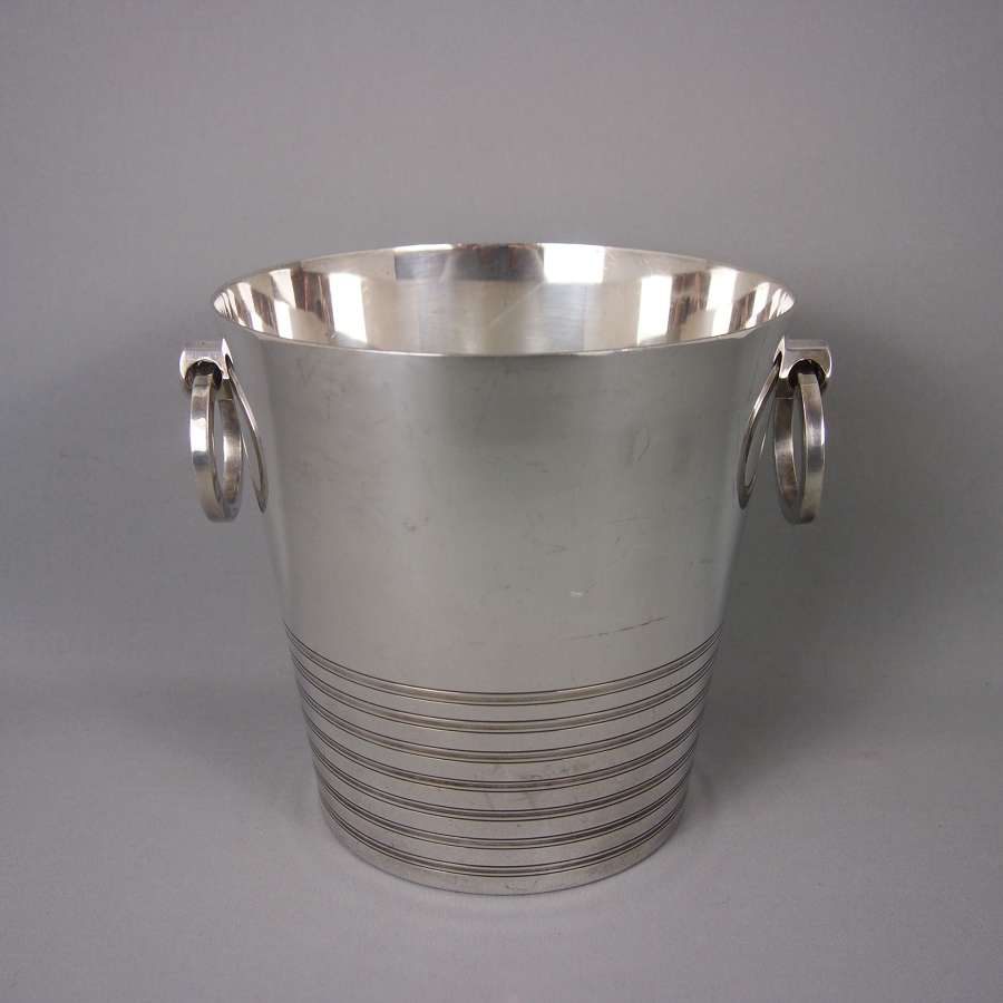 Art Deco Banded Silver Plated Champagne Wine Bucket. W8468