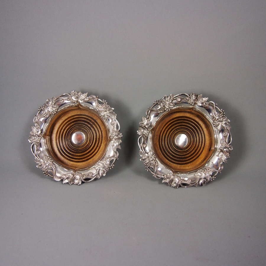 Pair of Silver Plated Victorian Wine Coasters. W8580