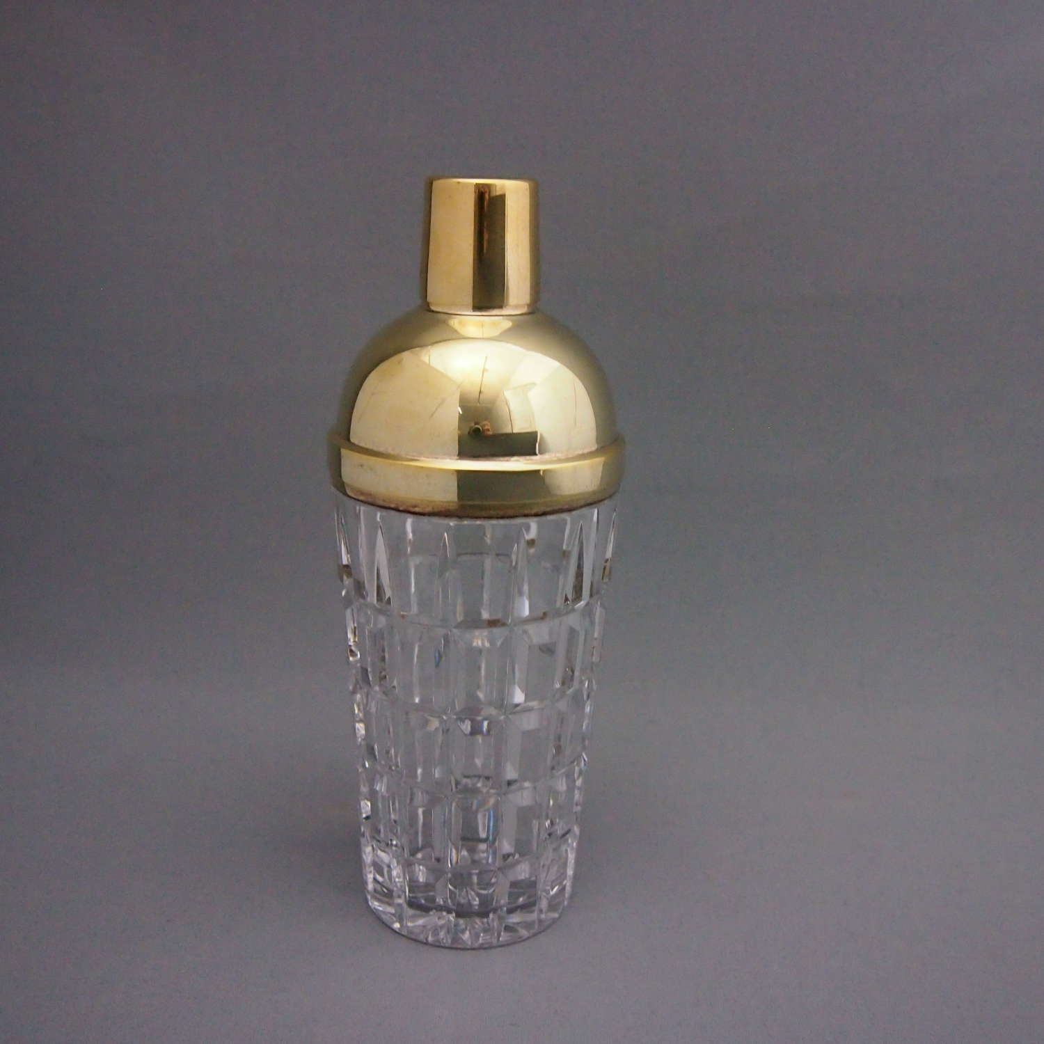 Silver Gilt Heavy Cut Glass  Vintage Cocktail Shaker. W8526