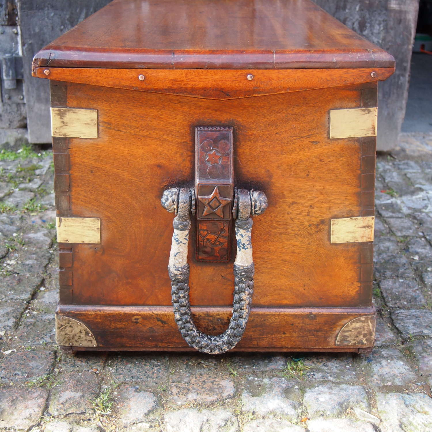 Antique Sea Chest Trunk Anglo Chinese C1860 W8527