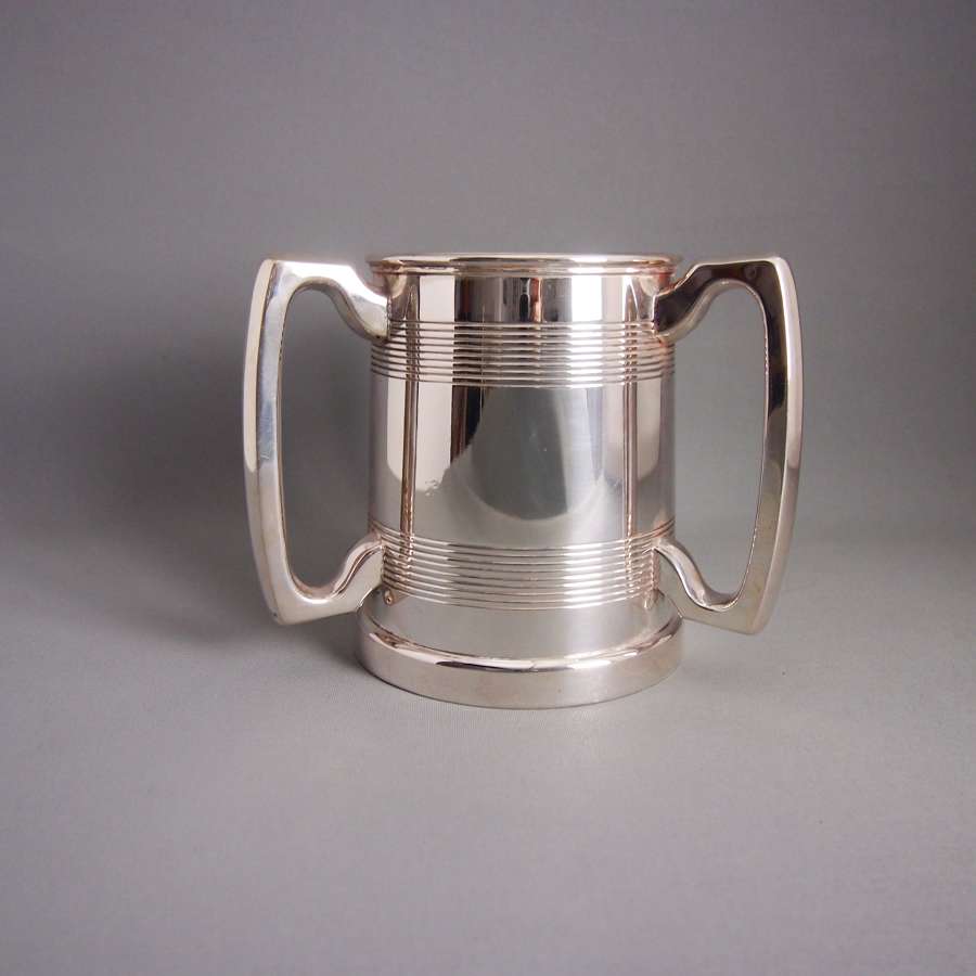 Silver Plated  Antique Three Handled Tyg Cup C1910 W8540