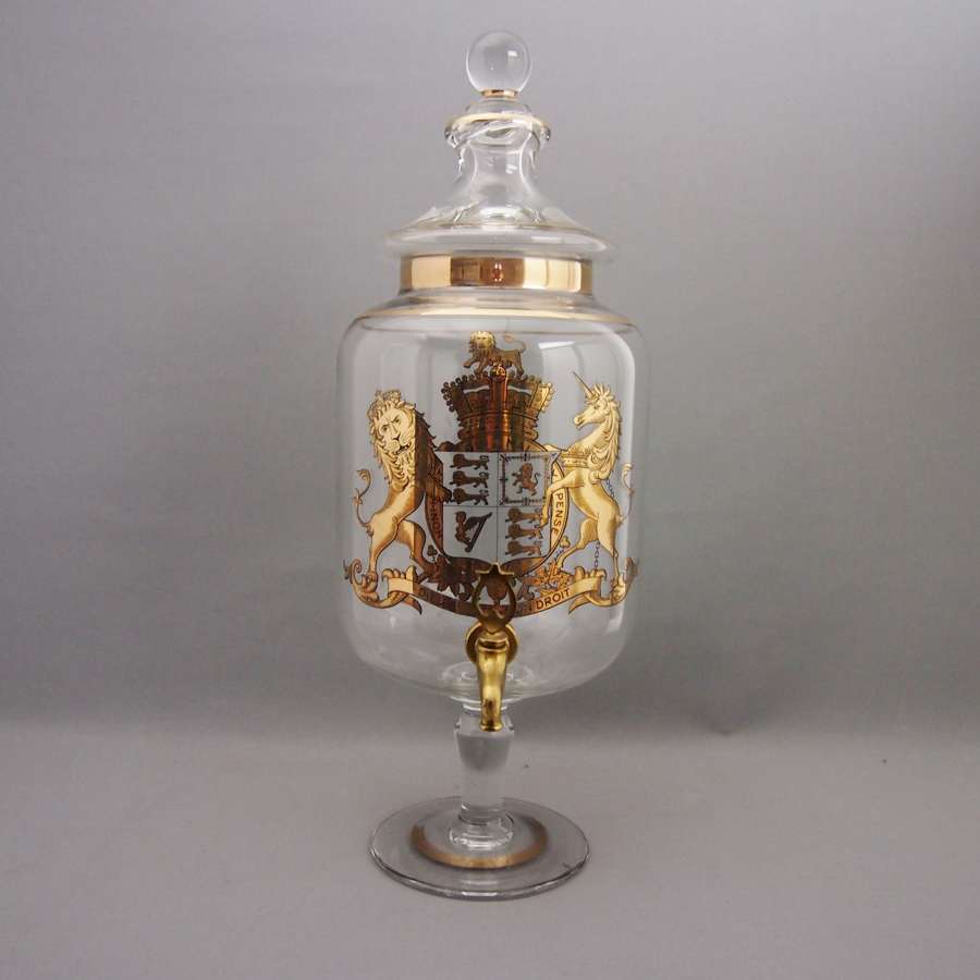 Glass Gilded Spirit Dispenser with Brass Tap W8579.