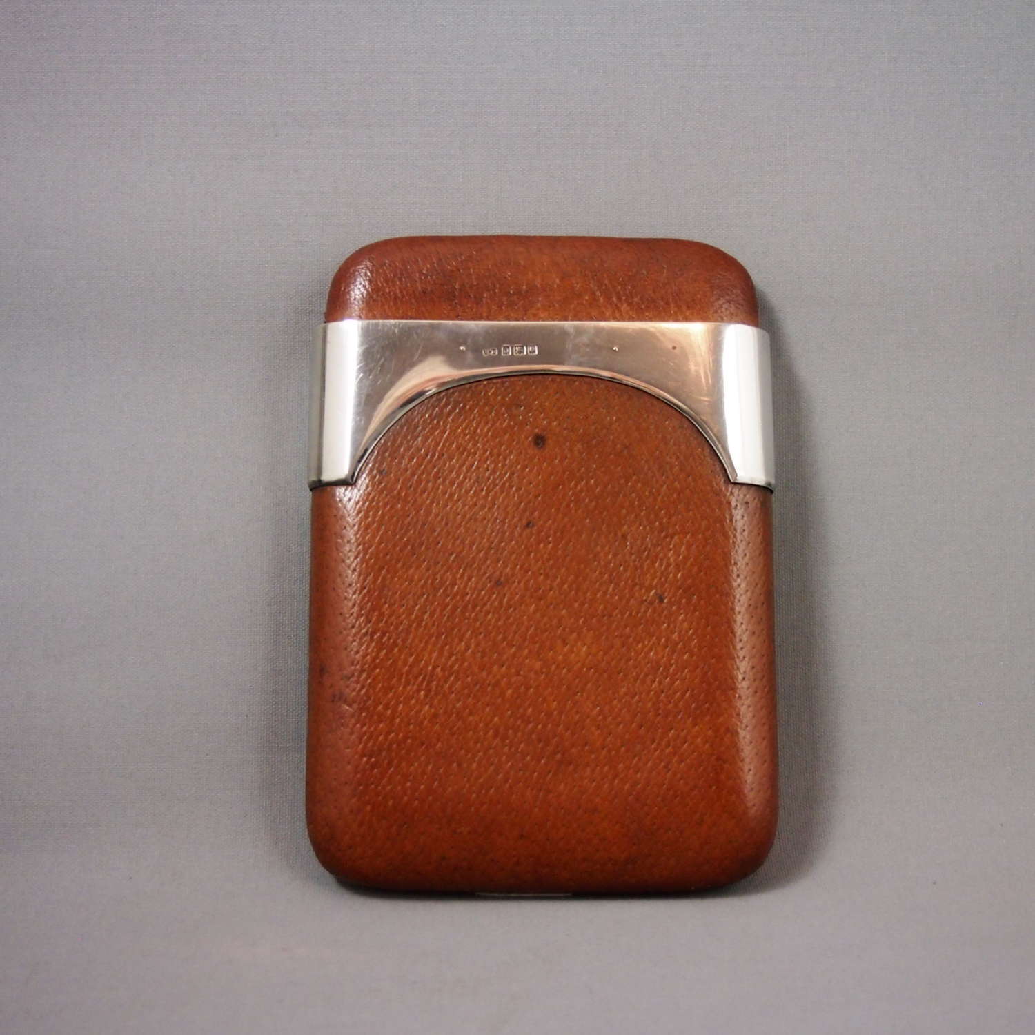 Vintage Leather and English Silver Large Cigar case. W8605