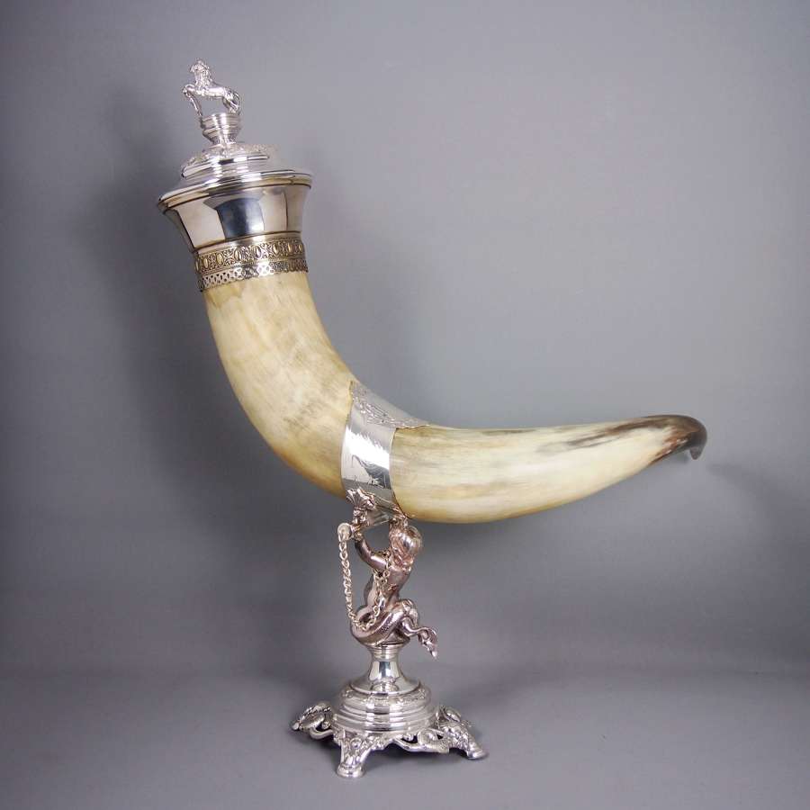 Antique Silver Plated WMF Horn Extra Large Decorative Cornucopia.W8608