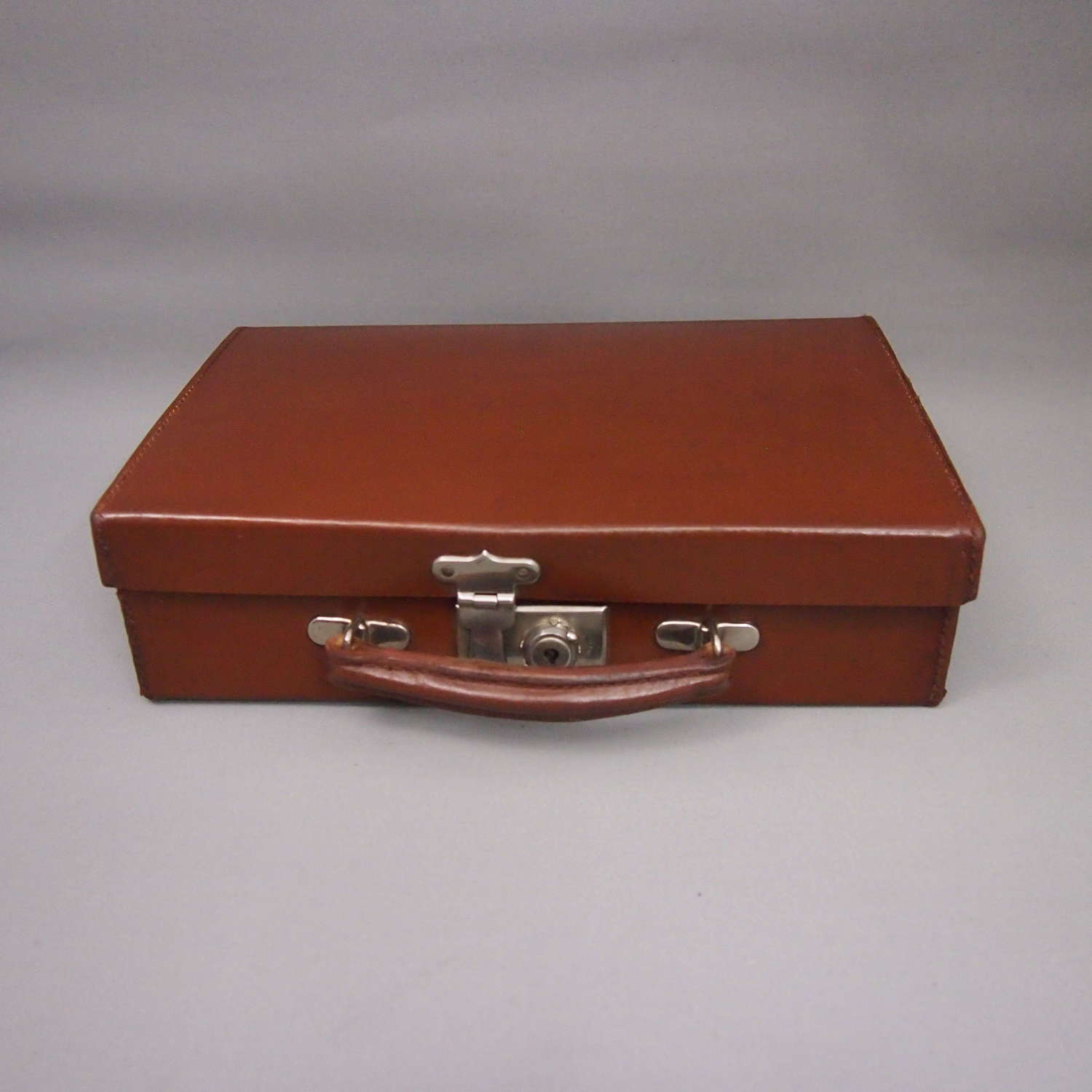 Small Vintage Hide Leather Case with Brass Locks. W8625