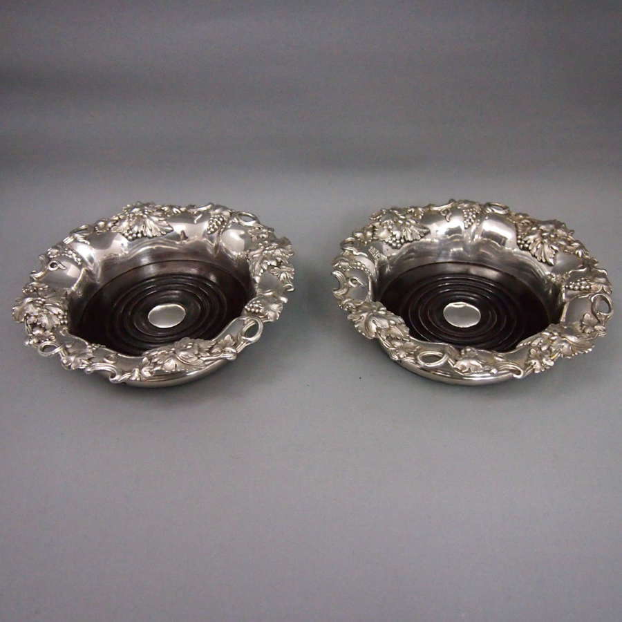 Pair of Silver Plated Victorian Wine Coasters. W8627