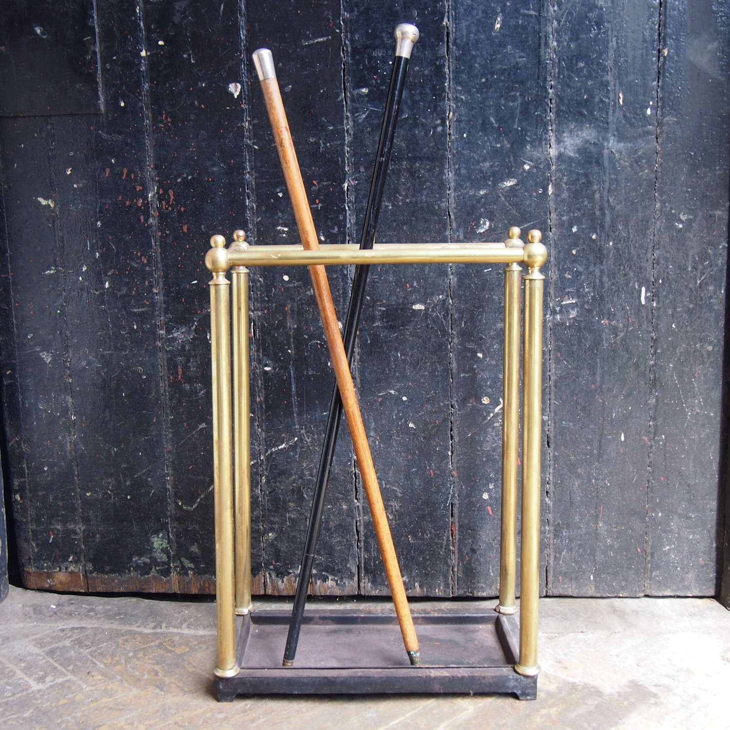Brass & Cast Iron Walking Stick Stand W8684