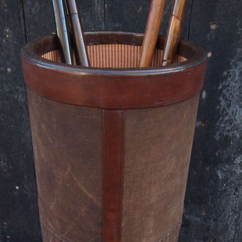 Vintage Leather & Canvas Umbrella/ Walking Stick Stand. W8704