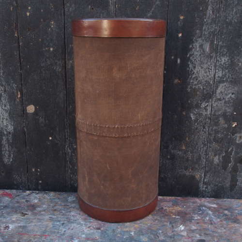 Vintage Leather & Canvas Umbrella/ Walking Stick Stand. W8704