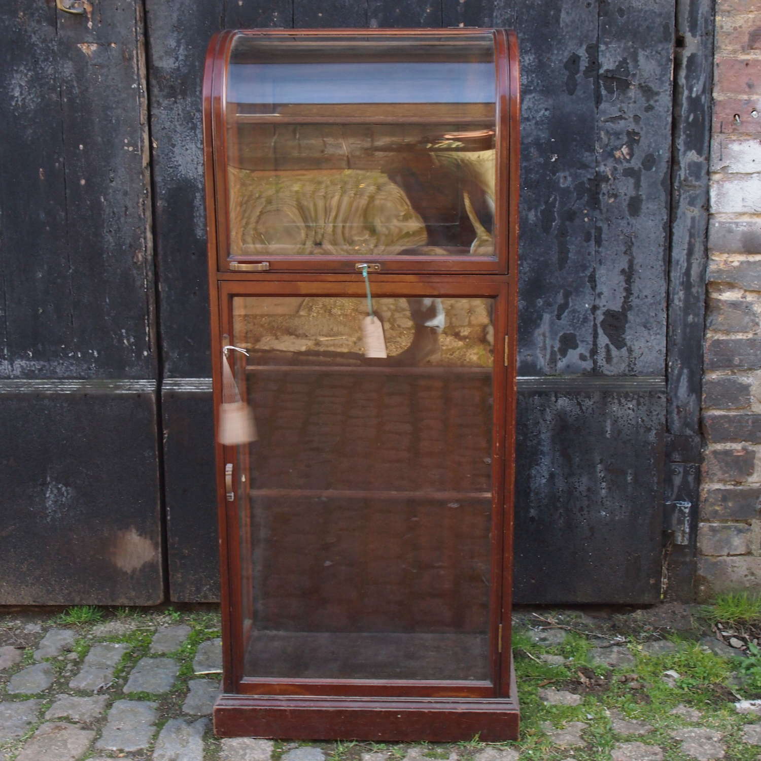 Antique Edwardian Roll Top Shop Display Case W8706