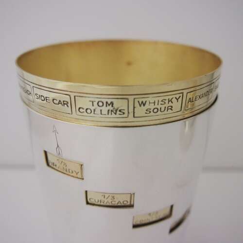 Vintage Silver Plated Deco Recipe Cocktail Shaker. W8698